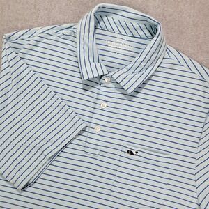 Vineyard Vines Mens L Edgartown Polo Shirt Pima‎ Cotton Blue Stripe Preppy